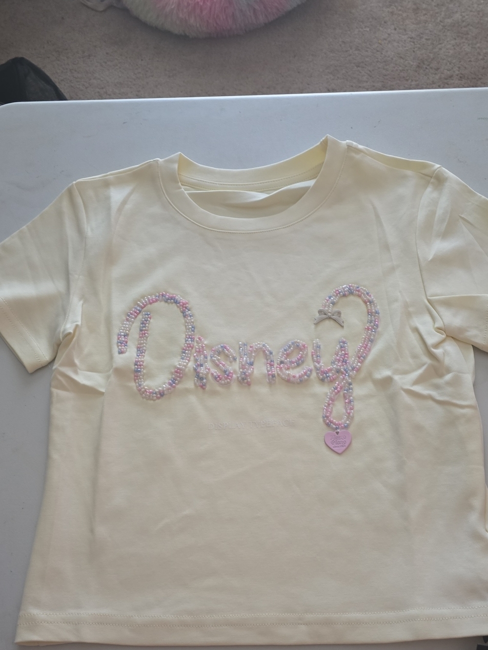 Cream Short Sleeve Tee with Beaded 'Honey' Script